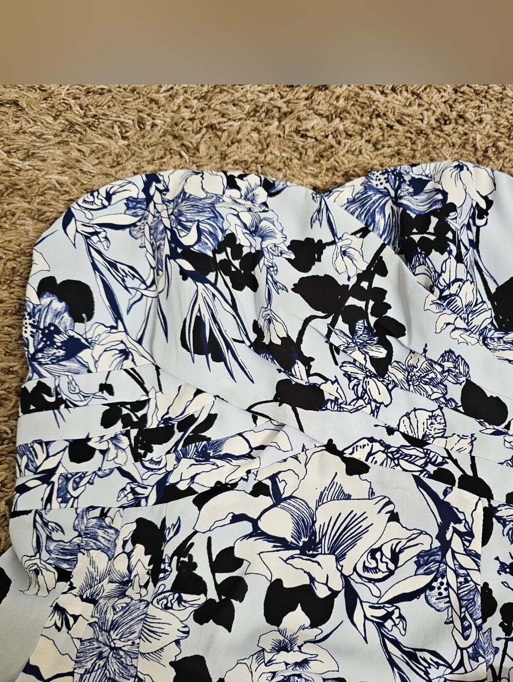 Express blue Floral Strapless dress mini top summerFlower sz 6 Small Medium Y2K - Picture 4 of 13